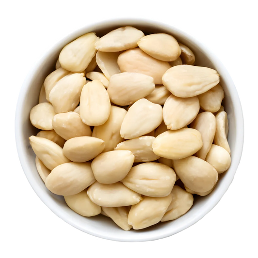 Bol rempli d'amandes blanchies entières PROFRUIT, idéales comme en-cas naturel ou ingrédient pour recettes maison.