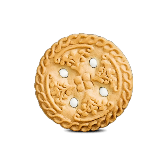 Biscuit vanille FESTIVAL rond, doré et fourré à la crème vanille, texture croustillante, parfait pour les amateurs de douceurs sucrées.