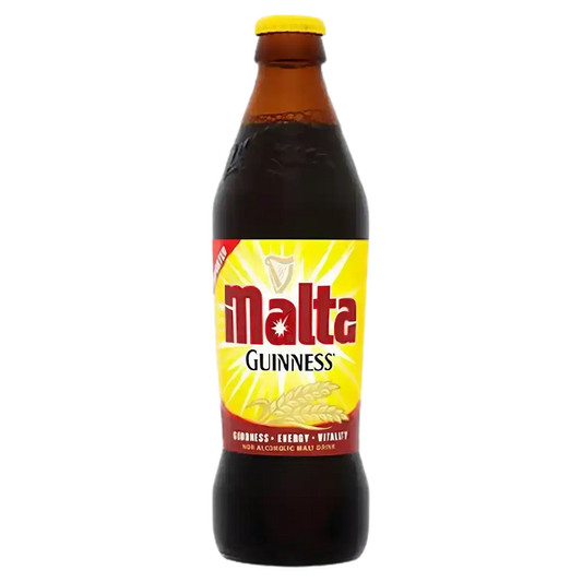 Boisson au malt GUINNESS - Bière Stout sans alcool en bouteille, étiquette jaune et rouge distinctive. Saveur riche et complexe.
