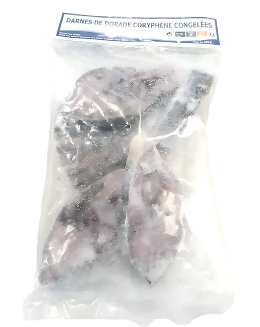 Emballage sous vide de darnes dorade coryphène surgelées, garantissant fraîcheur et conservation optimale pour une cuisine saine.