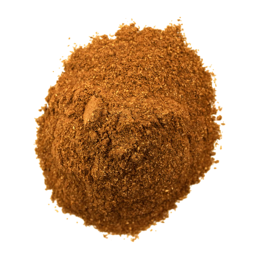 Mélange moulu d'Épices Yassa ESPIG, texture fine et couleur brun chaud, parfait pour relever les plats traditionnels avec une touche aromatique.