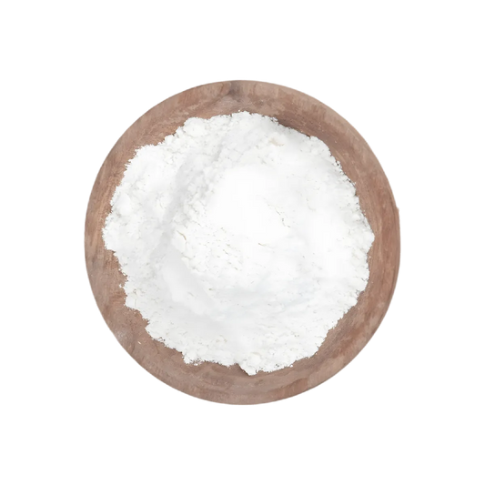 Farine de riz LEGUMOR sans gluten présentée dans un bol en bois. Ingrédient polyvalent pour préparations salées et sucrées.