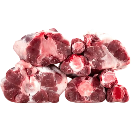 Morceaux de queue de boeuf tranchée surgelée, viande tendre et savoureuse pour ragoûts et bouillons riches en goût.