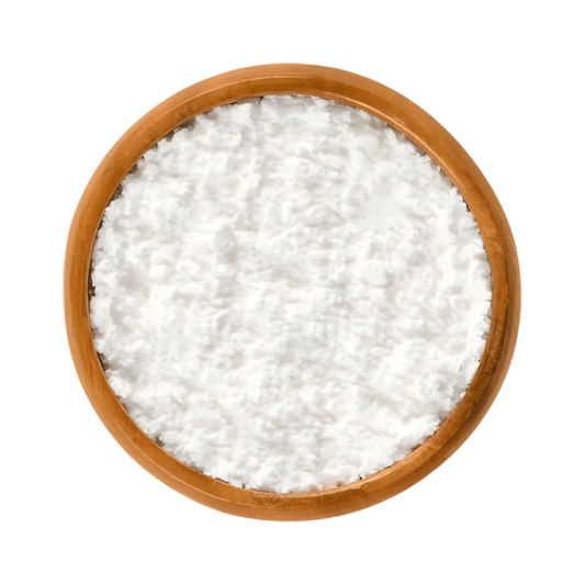 Bol en bois rempli de sucre en poudre SAINT LOUIS à texture fine, idéal pour recettes sucrées et préparations culinaires.