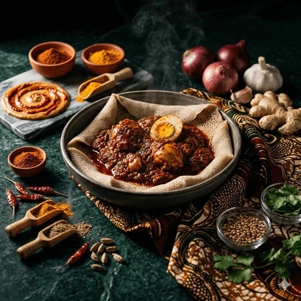 Recette Injera be wot Éthiopien : Pain Fermenté et Ragoût Épicé - Épicerie africaine en ligne NKOSI