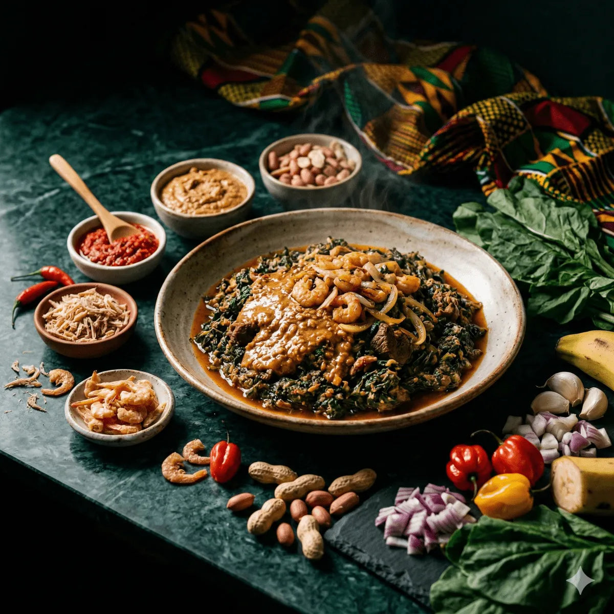 Recette Ndolé Camerounais : Ragoût de Feuilles Amères aux Crevettes - Épicerie africaine en ligne NKOSI