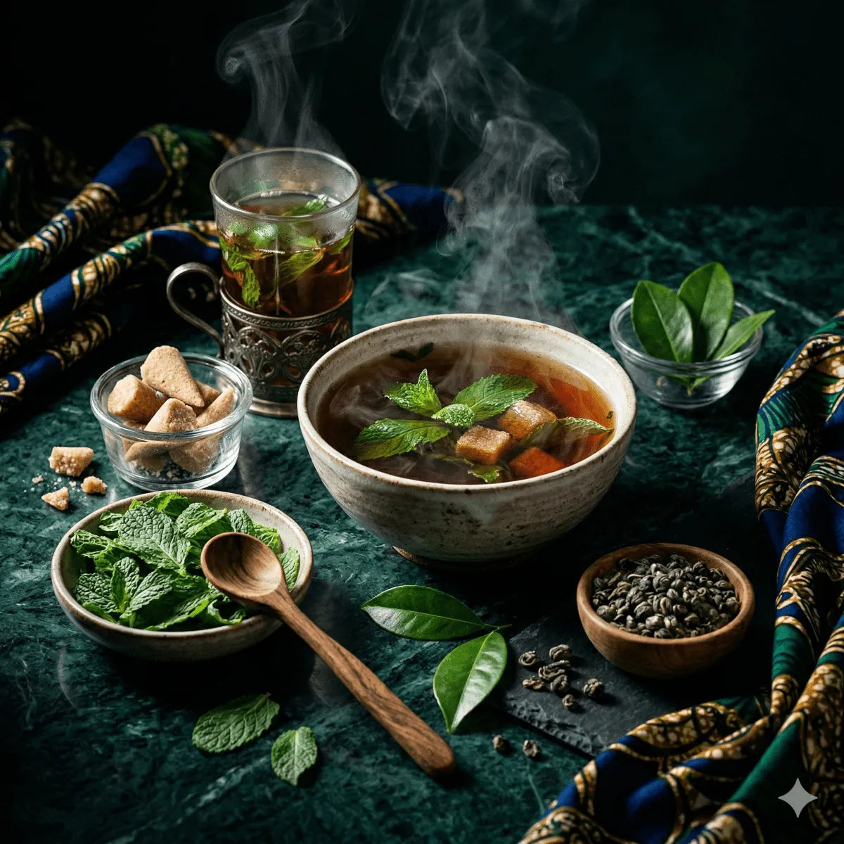 Recette Thé à la menthe Marocain : Thé Vert à la Menthe Fraîche - Épicerie africaine en ligne NKOSI