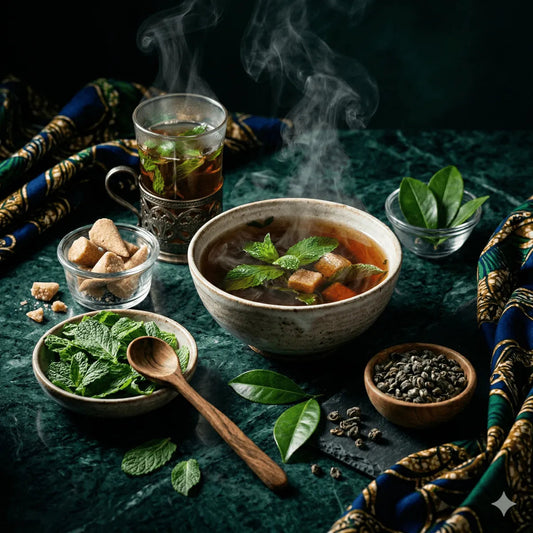 Recette Thé à la menthe Marocain : Thé Vert à la Menthe Fraîche - Épicerie africaine en ligne NKOSI