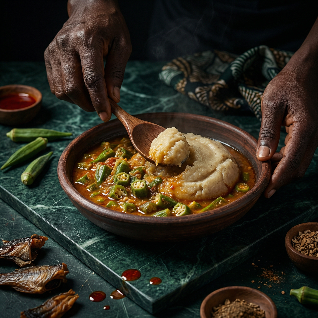 Placali ivoirien — pâte de manioc fermentée onctueuse servie avec sauce graine — Recette africaine authentique | Épicerie africaine en ligne NKOSI
