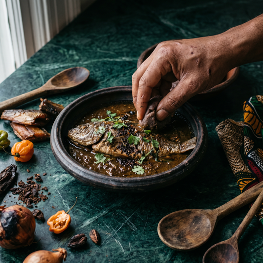 Mbongo Tchobi camerounais — ragoût noir aux épices uniques njansang et poivre de Penja — Recette africaine authentique | Épicerie africaine en ligne NKOSI