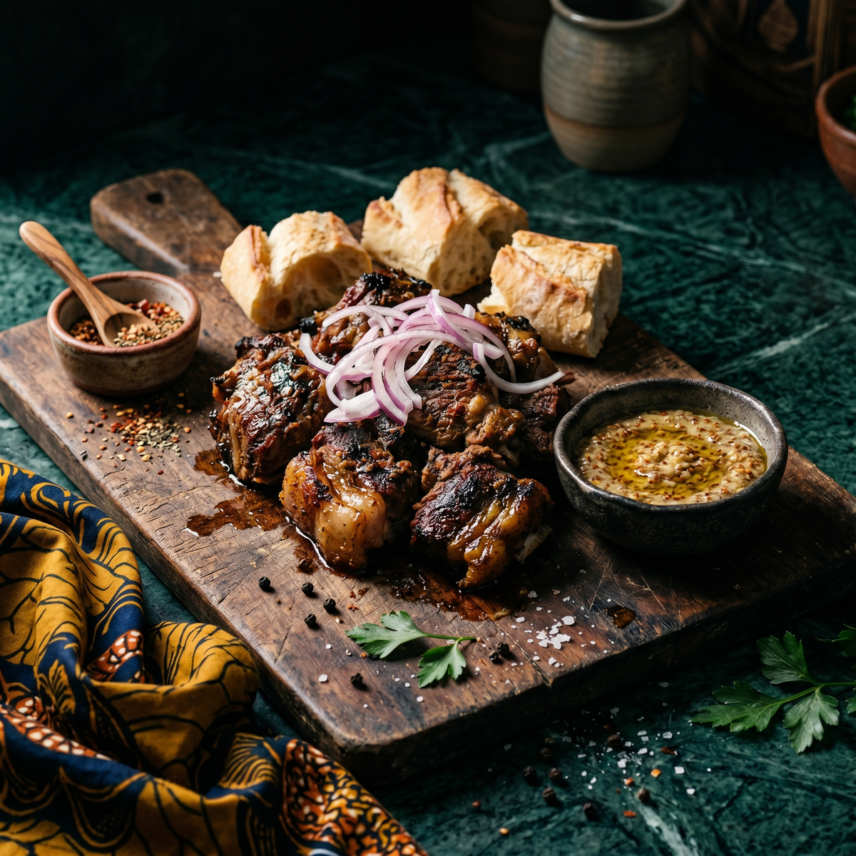 Dibi : mouton grillé sénégalais à la sauce moutarde - NKOSI