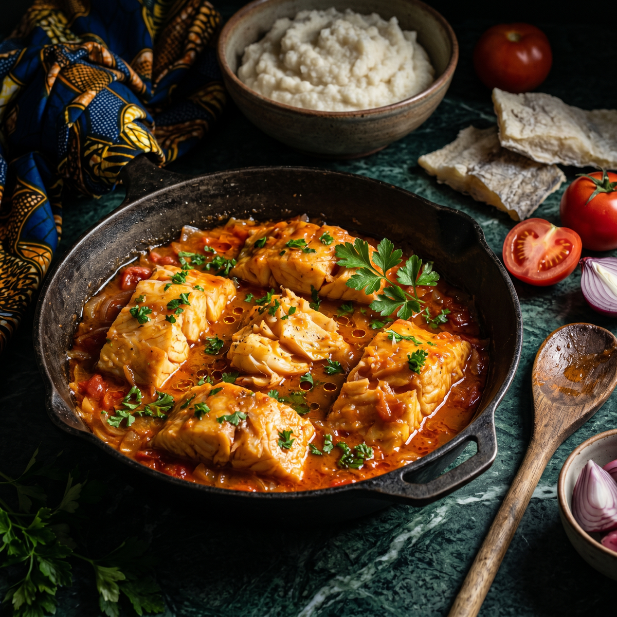 Makayabu : morue salée à la sauce congolaise - NKOSI