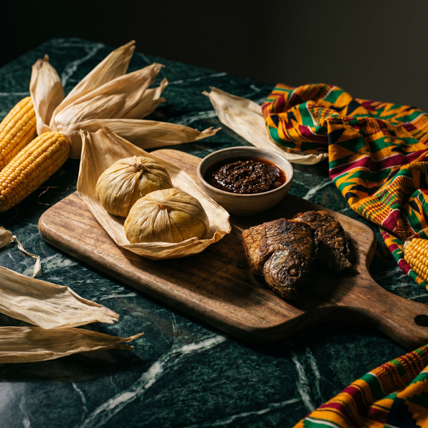 Kenkey Ghanéen : Pâte de Maïs Fermentée en Feuille