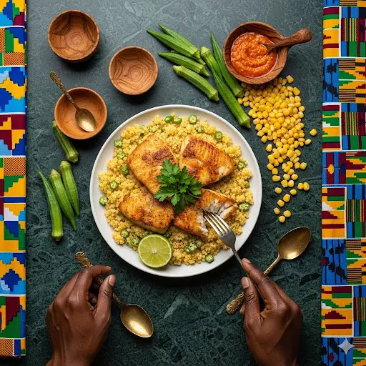 Flying fish and cou-cou authentique des caraïbes