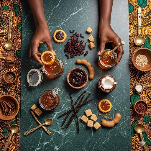 Délices sucrés exotiques : confitures, chocolats, fruits et biscuits artisanaux
