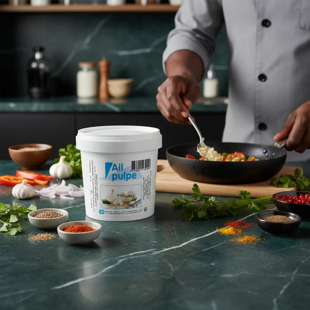 Chef cuisinant avec la pulpe d'ail SOKOD'AIL - Cuisine | Ingrédient Savoureux, ingrédient phare pour l'épicerie salée et les plats épicés.