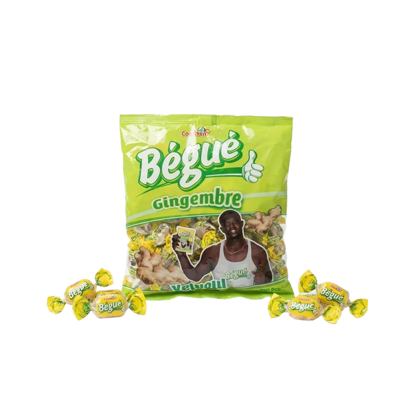 Bonbons BÉGUÉ Gingembre - vue ingrédients et texture | Épicerie africaine - Sénégal NKOSI
