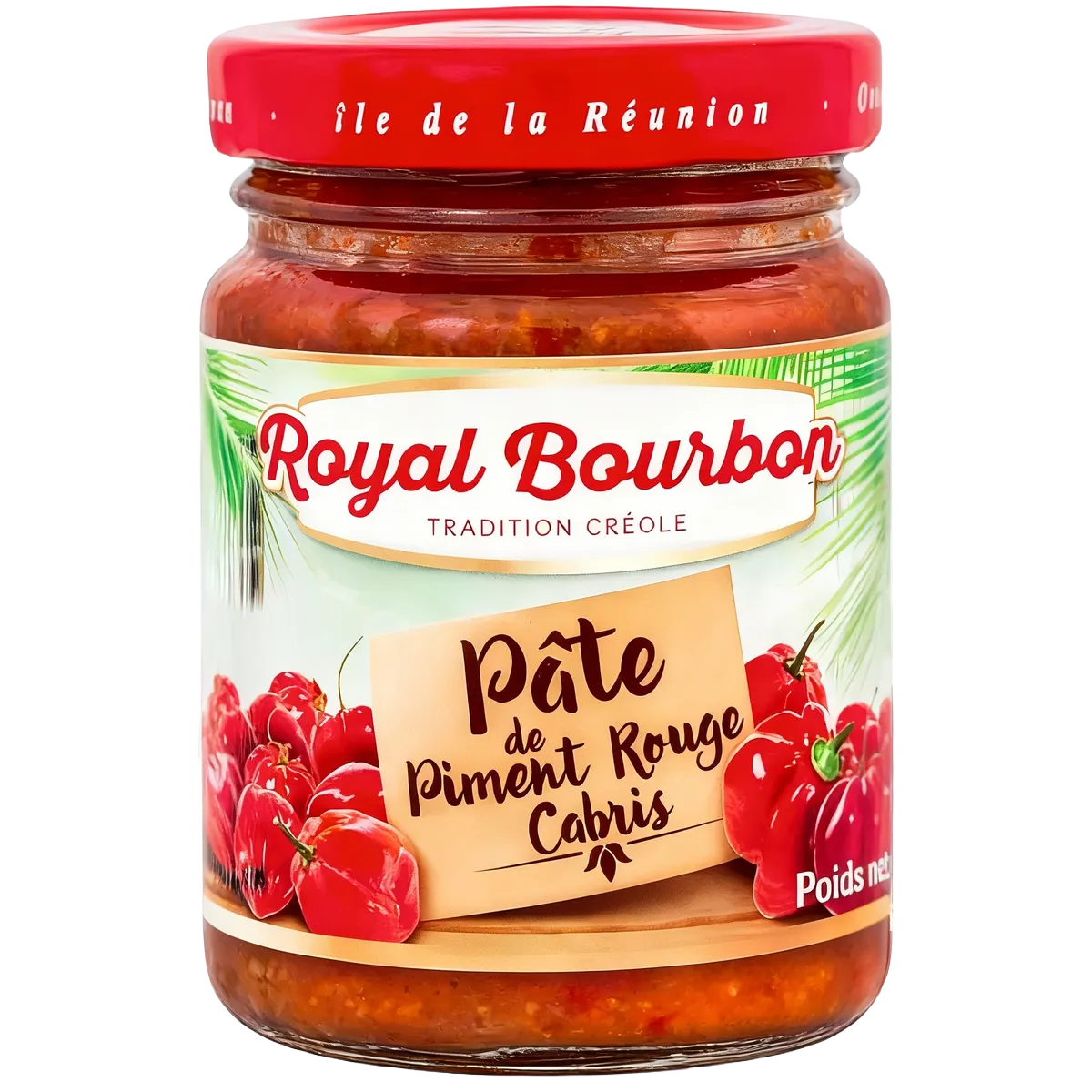 Pot de pâte de piment rouge ROYAL BOURBON - Piment Savoureux, spécialité créole de l'île de la Réunion pour sauces et marinades épicées.