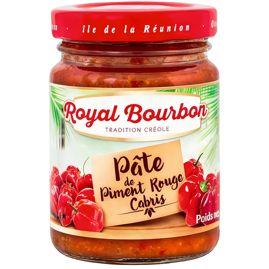 Pot de pâte de piment rouge ROYAL BOURBON - Piment Savoureux, spécialité créole de l'île de la Réunion pour sauces et marinades épicées.