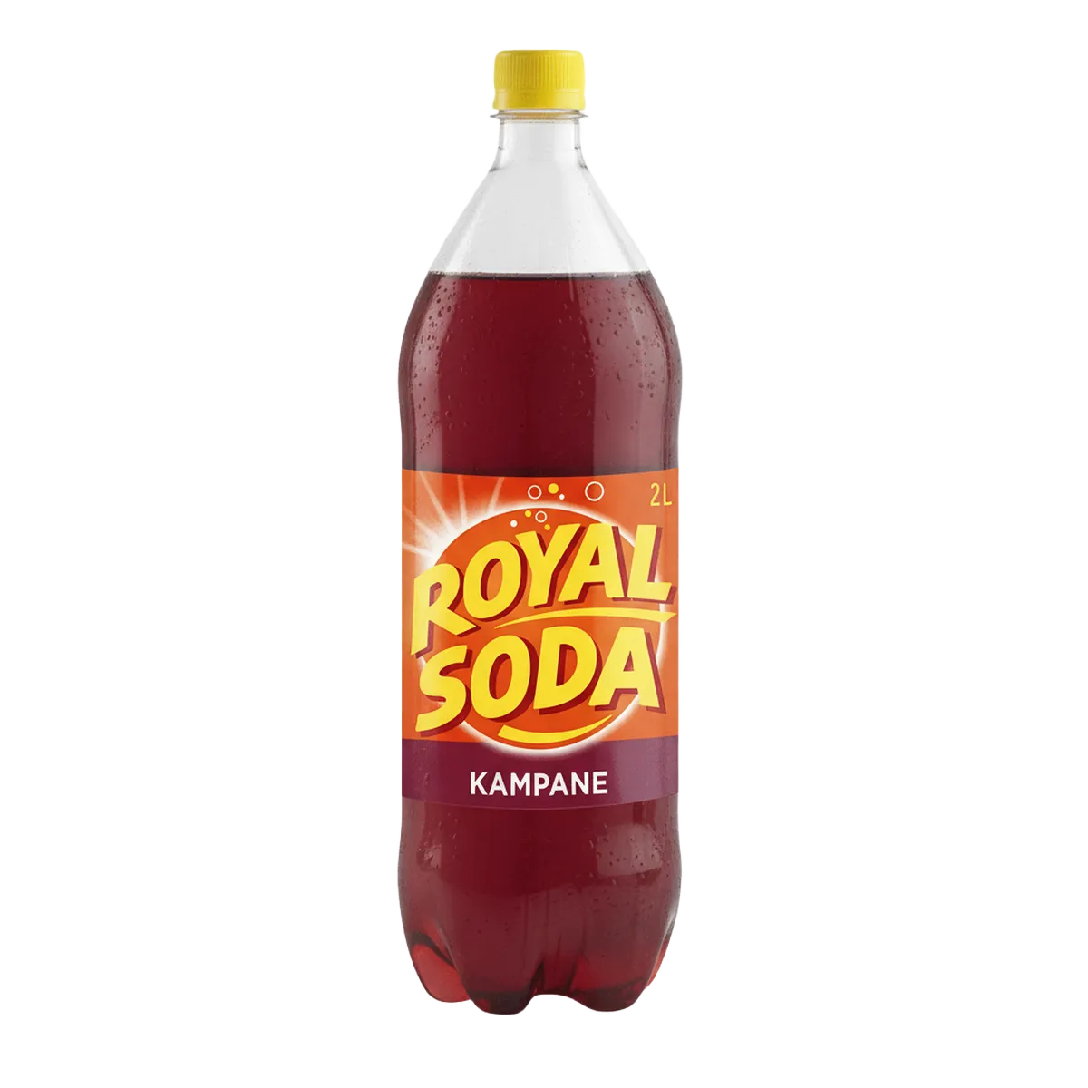 Bouteille de 2L de ROYAL SODA goût kampane, boisson pétillante à la saveur authentique, idéale pour les amateurs de sodas traditionnels.