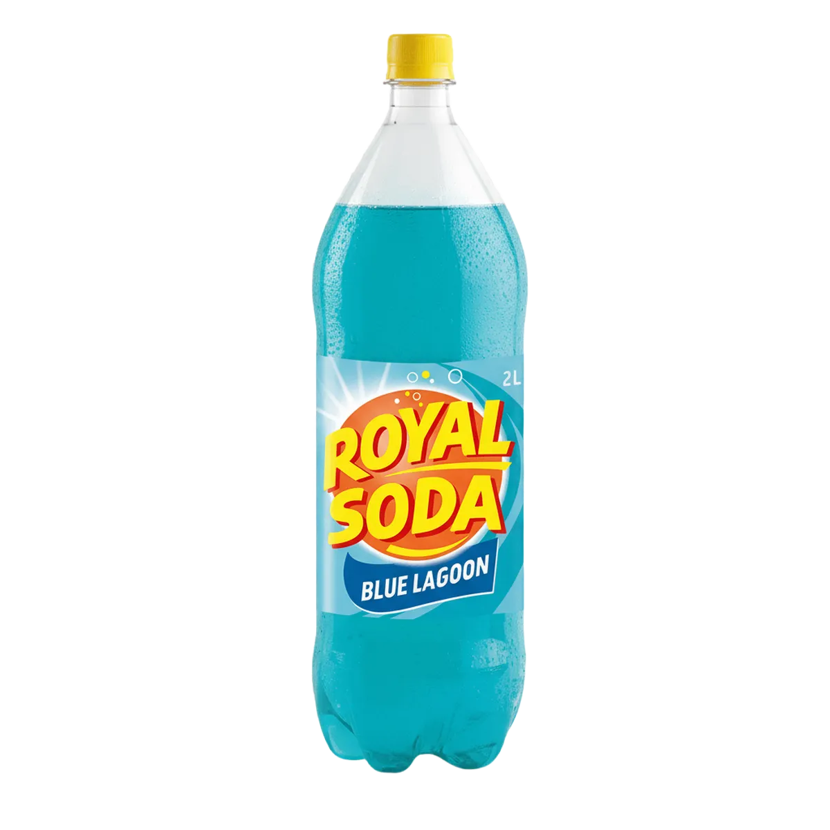 Bouteille de 2L de Soda Blue Lagon ROYAL SODA, boisson gazeuse tropicale au goût fruité, idéale pour les amateurs de sodas rafraîchissants.
