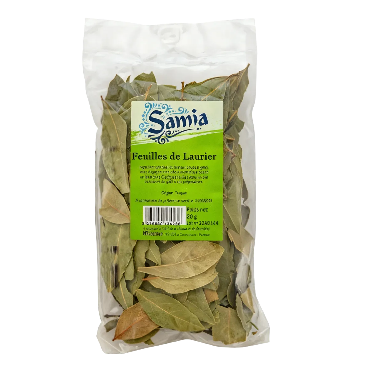 Feuilles de laurier SAMIA - Laurier séché en sachet de 20g, parfait pour assaisonner plats mijotés et sauces. Épicerie salée aux saveurs traditionnelles.