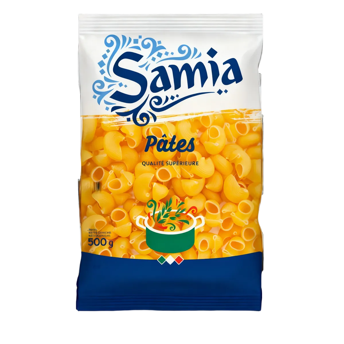 Pâtes gomiti n°49 - Samia en sachet de 500g, qualité supérieure, parfaites pour plats en sauce. Épicerie salée aux saveurs authentiques.