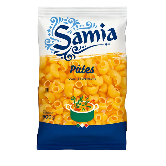 Pâtes gomiti n°49 - Samia en sachet de 500g, qualité supérieure, parfaites pour plats en sauce. Épicerie salée aux saveurs authentiques.