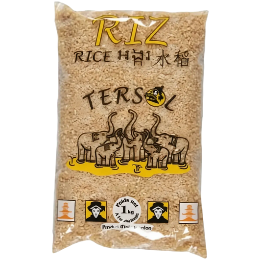 Riz Complet TERSOL - Fibres et Nutriments, emballage 1 kg avec éléphants, idéal pour une alimentation saine en épicerie salée.