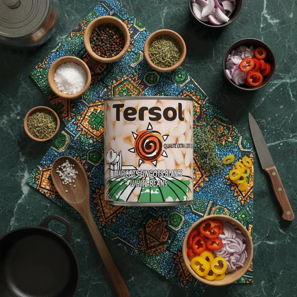 Pois du Cap TERSOL entourés d'ingrédients frais, parfaits pour recettes caribéennes et plats traditionnels savoureux.