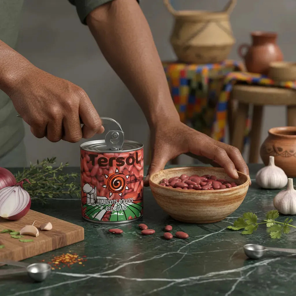 Préparation culinaire avec Haricots Rouges TERSOL - Riches en Saveurs et Textures, parfaits pour plats maison nutritifs.