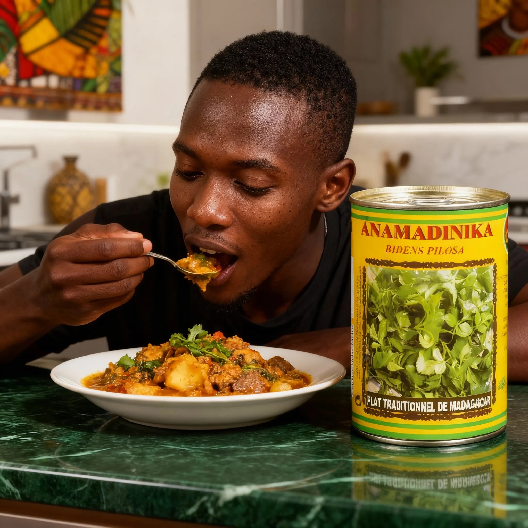 Anamadinika CODAL dégusté dans un plat cuisiné maison, produit alimentaire surgelé aux saveurs authentiques de Madagascar.