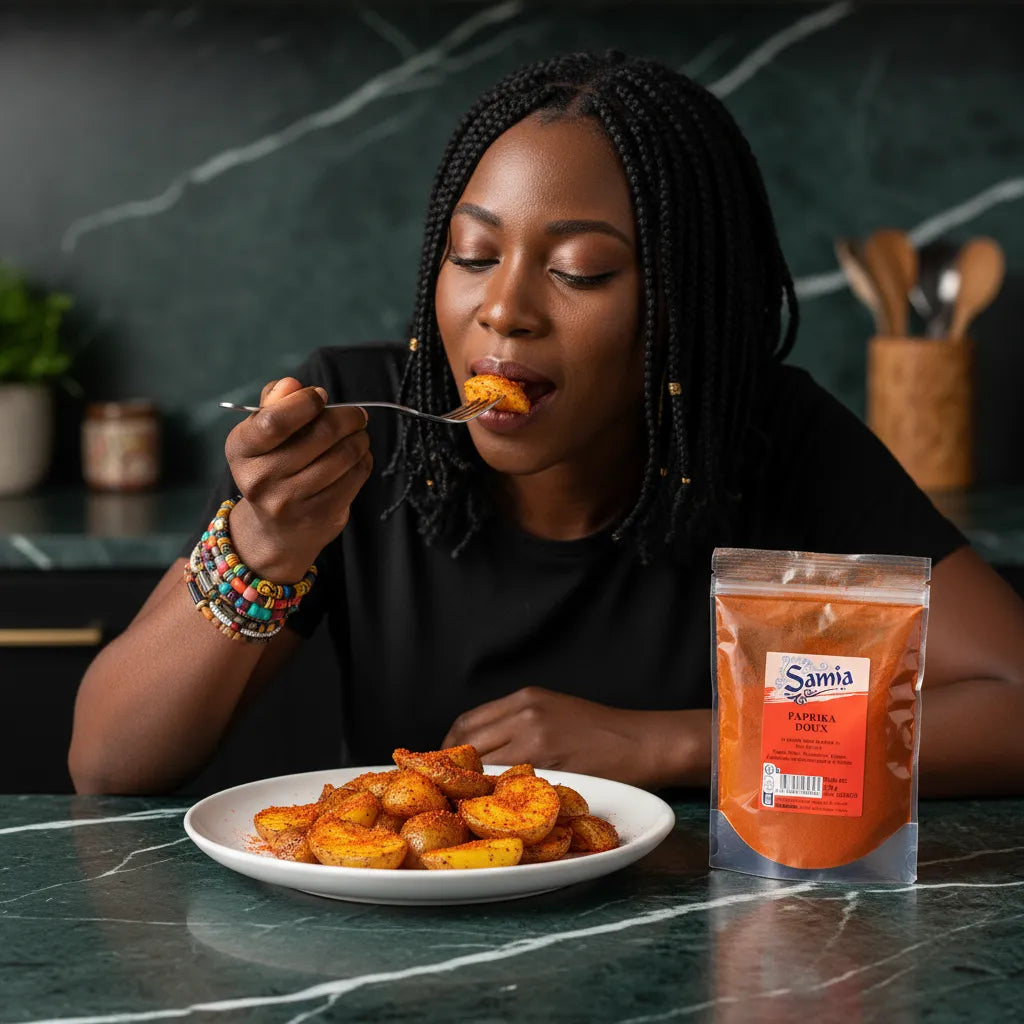 Paprika SAMIA - Épice Aromatique dégustée avec des pommes de terre rôties, rehaussez vos plats avec sa saveur douce et sucrée.