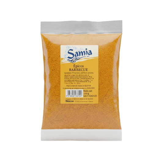 Sachet d'épices pour barbecue SAMIA, mélange équilibré pour assaisonner viandes, poissons et légumes. Parfait pour les grillades estivales.