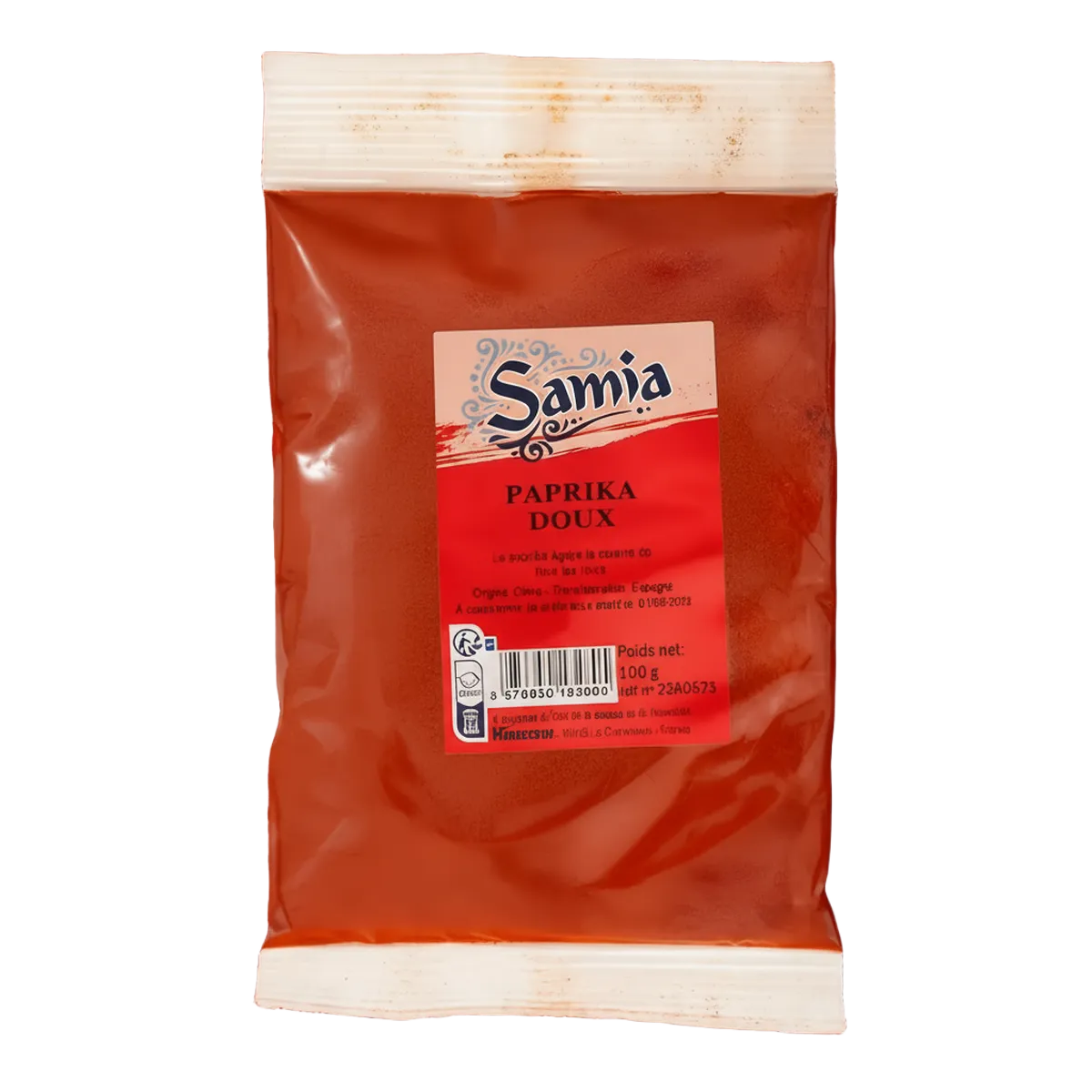 Paprika SAMIA - Épice Aromatique en sachet de 100g, parfait pour rehausser vos plats avec une touche sucrée et colorée.