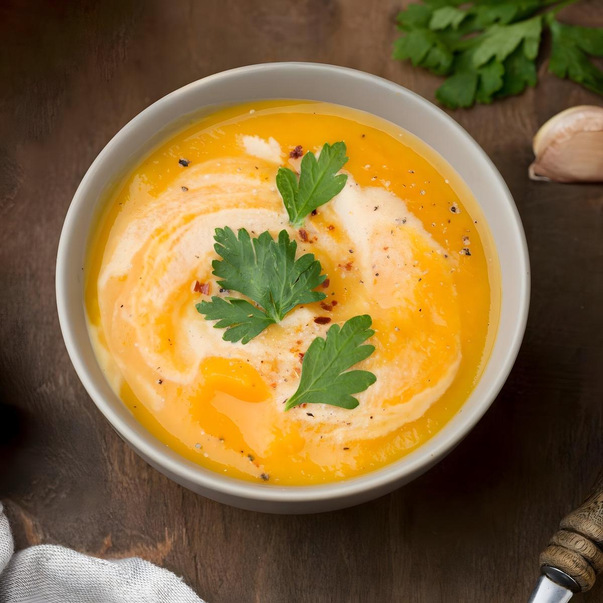 Velouté de giraumon, carotte, lait de coco SOUPE PEY