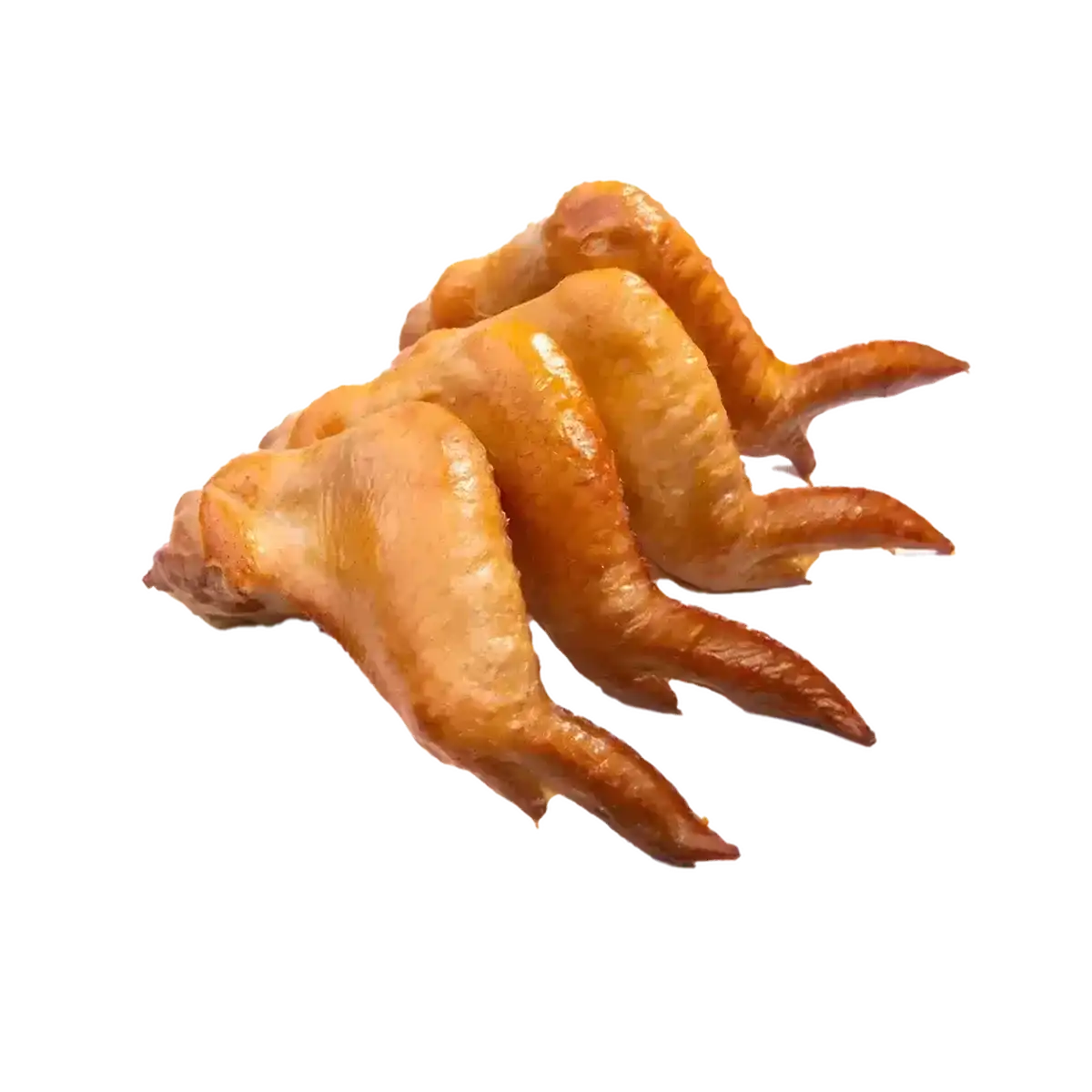 Ailerons de dinde fumés en trio, peau croustillante et dorée, idéals pour salades ou grillades. Produit de volaille savoureux et surgelé.