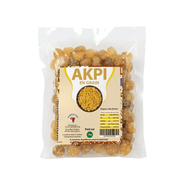 Akpi en Grain Number One, 100g, emballage transparent, graines beige clair.