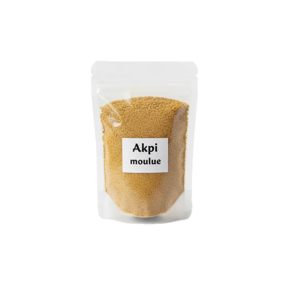 Akpi moulue Cameroun en sachet refermable, épice ouest-africaine à texture fine idéale pour sauces et ragoûts traditionnels.