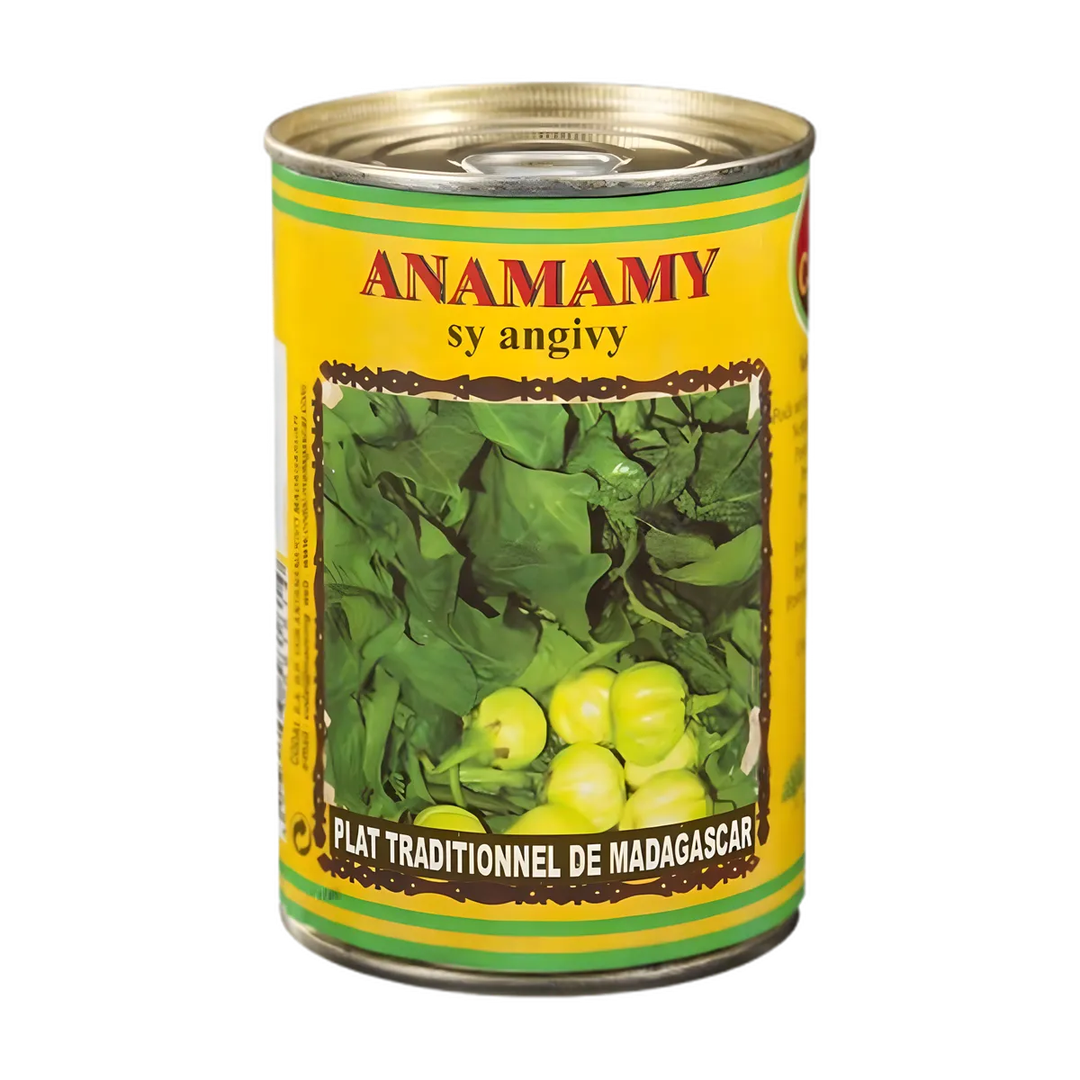 Conserve Anamamy Angivy CODAL, mélange authentique de feuilles et légumes malgaches, spécialité d'épicerie salée pour plats traditionnels.