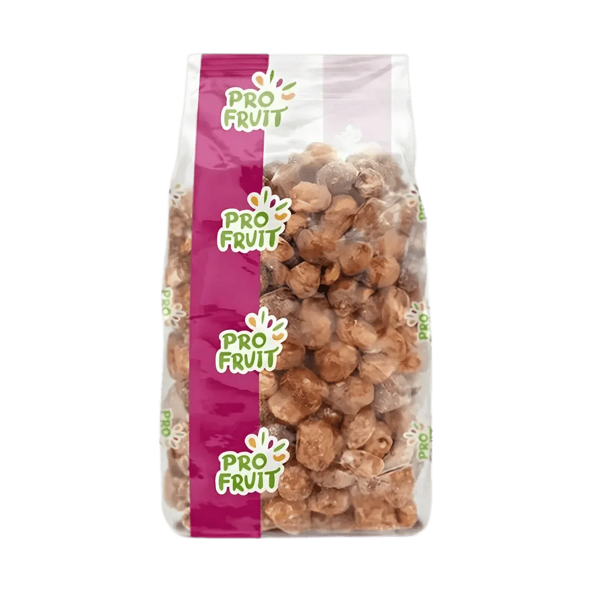500g bag of PROFRUIT sweetened peanuts, transparent packaging with a vertical pink stripe.