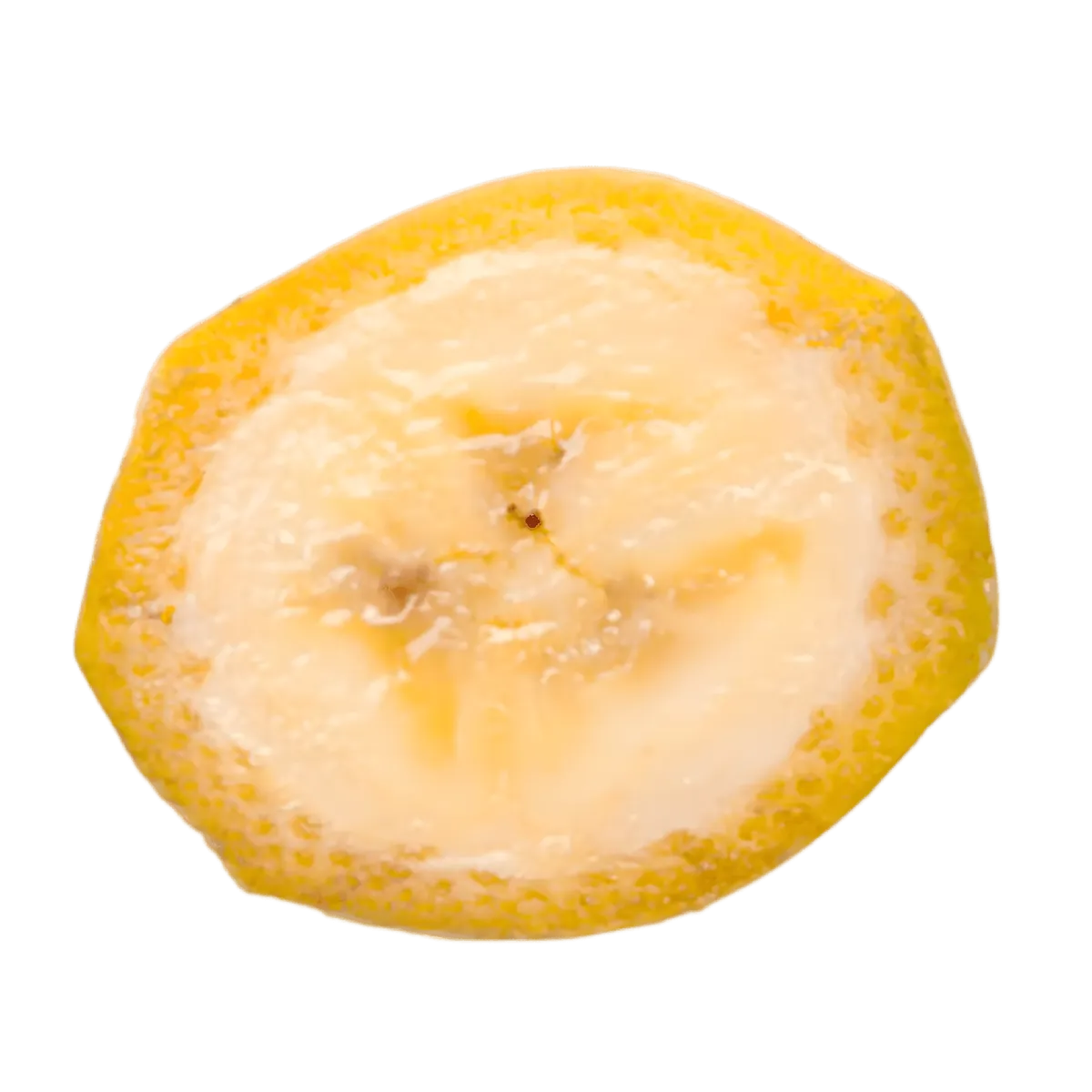 Tranche de banane jaune mûre, texture crémeuse et goût sucré, parfaite pour smoothies ou desserts nutritifs.