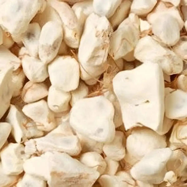 Baobab-Stücke im TANTIE-Set, die eine trockene Textur und eine blass-cremige Farbe zeigen.
