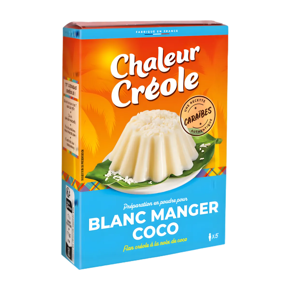 Boîte de préparation Blanc manger coco antillais Chaleur Créole, dessert créole sucré à base de noix de coco, idéal pour l'épicerie sucrée.