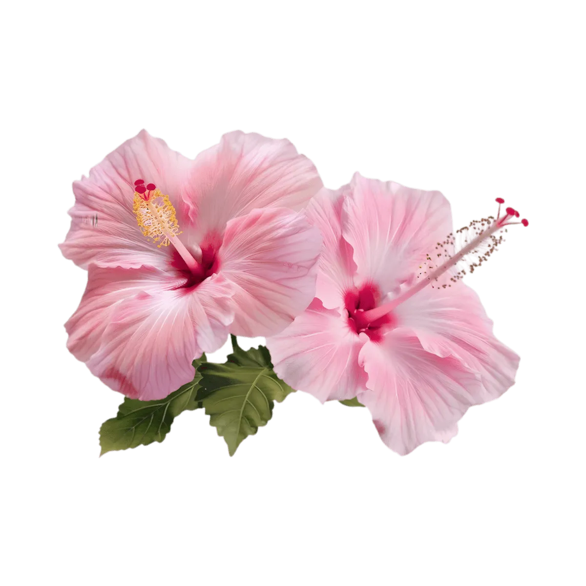 Fleurs d’hibiscus roses fraîches, apportant une touche florale à la boisson au malt au coco et hibiscus VITA MALT - BOISSON - NKOSI.
