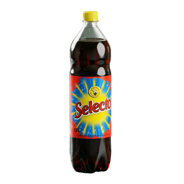 1.5L plastic bottle of Selecto, Algerian soda, red and yellow label.