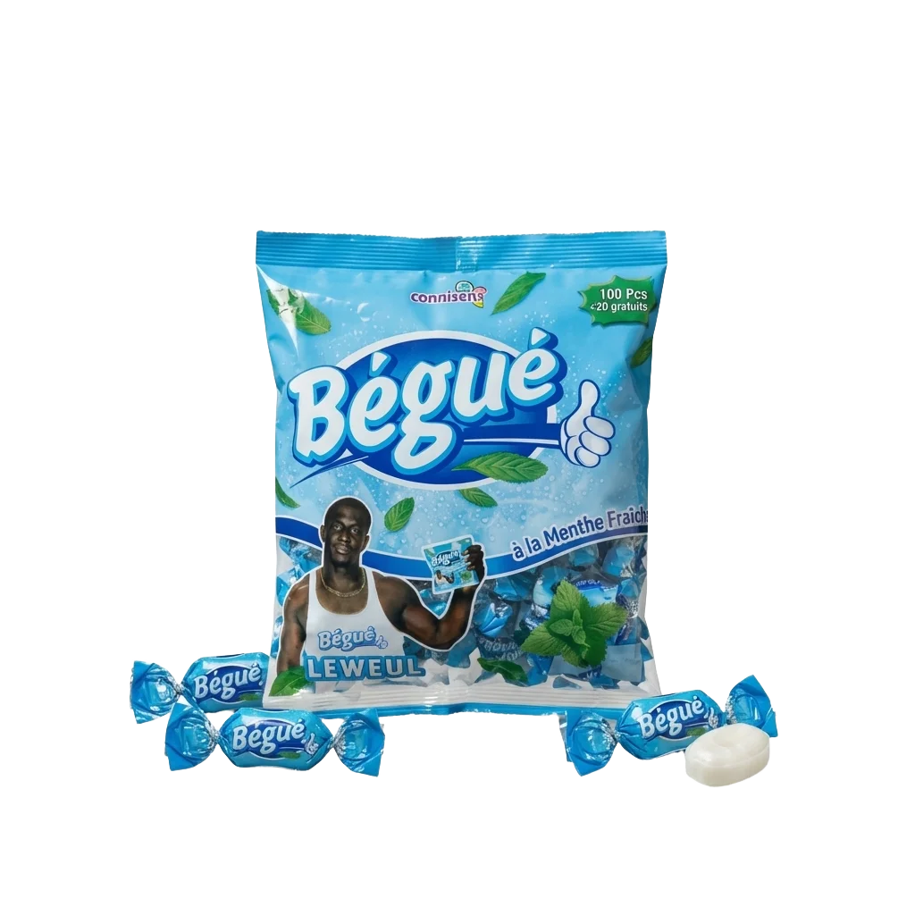 Bonbons BÉGUÉ Minze — Zutaten und Texturansicht | Afrikanischer Feinkostladen — Senegal NKOSI