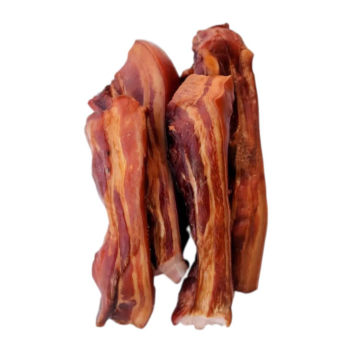 Morceaux de Boucane Créole Réunion, salaison de porc fumé Bourbon, viande surgelée à la texture marbrée, idéale pour plats traditionnels.