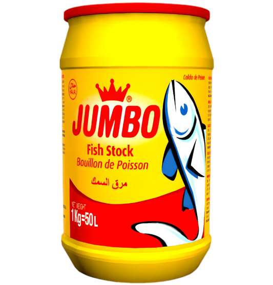Bouillon de poisson JUMBO - Saveurs Marines en pot de 1 kg, idéal pour soupes et sauces. Épicerie salée pour plats de poisson authentiques.