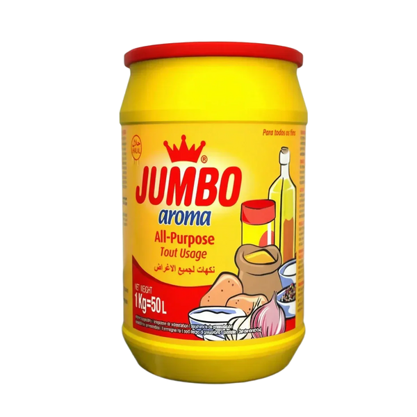 Bouillon cube JUMBO aroma All-Purpose 1kg, emballage jaune & rouge.